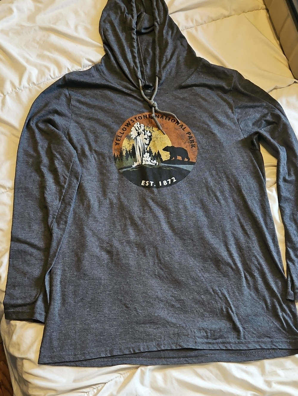 Yellowstone National Park Kids' Hooded Long-Sleeve Tee - Charcoal